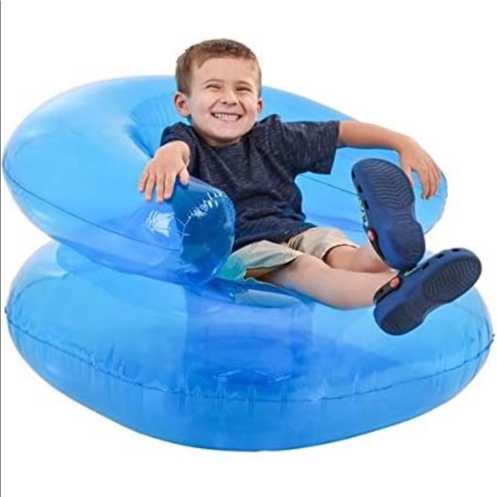 Blue Novelty Room Decor Inflatable Lightweight Blow Up Air Lounge Chair Play Toy
